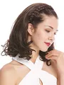WIG ME UP - TYW60876H-6 Halbperücke Haarteil edel geflochtener Haarreif schulterlang 45 cm gelockte Spitzen Braun