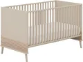 PAIDI Babybett EEFJE 70x140cm in Beige, umbaubares Kinderbett mit Massivholz, Gitterbett 4-fach höhenverstellbar, entnehmbare Sprossen, Juniorbett