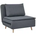 Homcom Schlafsessel, Grau, Buchenholz, 90x80x95 cm, Wohnzimmer, Sessel, Schlafsessel