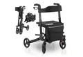 Juskys Rollator Vital, klappbar, mit Sitz, Einkaufstasche und Gehstockhalterung