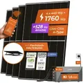 Solarway All In One Speicher Balkonkraftwerk 1760W komplett mit 1,6 kWh Anker Solix 2 PRO Speicher - Solaranlage Komplettset - 440W Solarmodule - F...