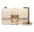 Pinko Damen Love One Mini Schultertasche St. Cl Vitello, Seide, Weiß Z14Q
