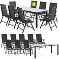CASARIA® Gartenmöbel Set 8 Stühle mit Tisch 190x90cm Aluminium Sicherheitsglas Wetterfest Klappbar Modern Terrasse Balkon Möbel Sitzgruppe Garn... - Grau
