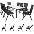 Gartensitzgruppe Bern 9-tlg 8 Personen Anthrazit Alu Milchglas Glas