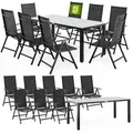 Gartenmöbel Set 8 Stühle Mit Tisch 190x90cm Aluminium Sicherheitsglas Wetterfest Klappbar Modern Terrasse Balkon Möbel Sitzgruppe Garnitur Bern Anthrazit - Casaria