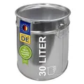 30 Liter Blecheimer Hobbock Fass mit Deckel und Spannring | Stabile Seitliche Metallgriffe | Luft und Flüssigkeitsdicht | Robust und Stapelbar | Gefahrgut Tauglich