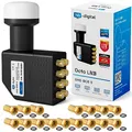 hb-digital Octo LNB - Test SEHR GUT* - für 8 Teilnehmer LTE Filter 8-Fach Full HD 4K 0.1dB mit Wetterschutz + 16x F-Stecker für TV Fernseher SAT Receiver Satellitenschüssel - Schwarz