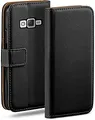 moex Book Case für Samsung Galaxy J5 (2015) Handyhülle mit Kartenfach, Hülle klappbar 360 Grad Schutzhülle, Klapphülle Flip Case Cover, PU Leder Handytasche Lederhülle, Schwarz