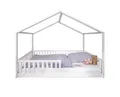 tiSsi® Bodenbett / Hausbett ENNO 140x200 cm Buche weiß inkl. opt. Dach