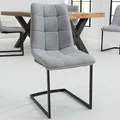 riess-ambiente Design Freischwinger Stuhl MIAMI hellgrau Metallgestell matt schwarz Esszimmerstuhl Essstuhl