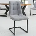 Design Freischwinger Stuhl MIAMI hellgrau Metallgestell matt schwarz Küchenstuhl