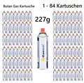 Butan Gas Kartusche Gaskartuschen Bunsenbrenner Campingkocher 227g/ 1 - 84 Stück