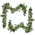 Künstliche Girlanden Eukalyptus 2 Stücke 1.8 m mit Weidenblättern Grüne Blätter Künstliche Girlande Pflanze für Hintergrund Hochzeit Dekoration Tischläufer Mittelstück