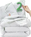 Welldora Daunenbettdecke, Komfort Allergiker Bettdecke zweiteilig, Fachärztlich geprüft, Füllung: 100% weiche Federn & Daunen, 2 Decken Vierjahreszeiten Daunendecke Sommer & Winter