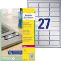 AVERY Zweckform L6011-20 Typenschild Folienetiketten (540 Aufkleber, 63,5x29,6mm auf A4, stark selbstklebend, strapazierfähig, wetterfest, bedruckbare Klebefolie, blanko) 20 Blatt, silber