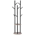 HOOBRO Garderobenständer, Freistehender Kleiderständer, Garderobe in Baumform mit 8 Haken, 2 Runde Ablagen, für Kleidung, Hut, Tasche, Wohnzimmer, Schlafzimmer, Büro, Greige-Schwarz EBG33YM01G1