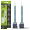 1x PETEC POXY 24ML 2K 2 KOMPONENTEN-KLEBSTOFF KLEBER TRANSPARENT + 2x MISCHROHR