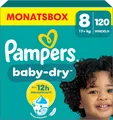 Pampers Baby-Dry Größe 8, 120 Windeln, 17kg+, bis zu 100 Prozent Auslaufschutz