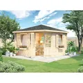 Alpholz Gartenhaus Monica Royal Spitzdach 375 cm x 375 cm Braun