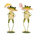 Geschenkestadl 2 Stück Frosch Figuren aus Metall mit fluoreszierendem Bauch 32-34 cm Dekofiguren