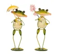 Geschenkestadl Tierfigur 2 lustige fluoreszierende Metall Frosch Figuren 32-34cm Gartenfigur (2 St)