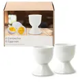 Eierbecher 6er Set in Weiß aus Keramik - Spülmaschinenfeste Eierhalter für Frühstückstisch