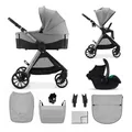 3-in-1-Kinderwagen Kinderkraft VESTO 2 mit Babywanne, MINK PRO 2 Autositz, wendbarem Sportsitz, Travel System, Grau