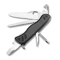 Victorinox Schweizer Soldatenmesser 08, Multitool, Swiss Army Knife mit 10 Funktionen, Einhand-Feststellklinge mit Wellenschliff, Grün/Schwarz