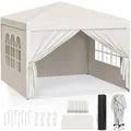 WOLTU Pavillon Pop-Up Wasserdichter Sonnenschutz Pagodenzelt 3x3 m Beige