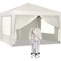 WOLTU Pavillon Pop-Up wasserdichter Faltpavillon, aus Oxford Metallrahmen 3 x 3 m Beige - Beige