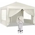 Pavillon Pop-up Wasserdichter Faltpavillon Sonnenschutz Event Pavillon Mit Seitenwänden Gartenpavillon Auf Terrasse Camping Festival Pagodenzelt Aus Oxford Metallrahmen 3 X 3 M Beige - Woltu