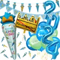 Schuleinführung Deko Set- Folienballons + Girlanden + Ballons + Konfetti Schule