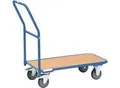 Magazinwagen, mit Holzplattform, L 1000 x B 600 mm, bis 250 kg, Stahlrohr, blau