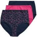Ulla Popken Maxislip Maxislips 3er-Pack Herzen/einfarbig blau 42/44