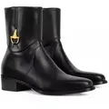 GUCCI Horsebit Ankle Stiefel Bootsschuh Ikonische Horsebit-Detail als Hommage an Guccis Reit-Tradition schwarz 45 EU