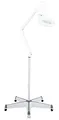 Showlite LL-6085D LED Lupenleuchte 8W 5 Dioptrien Set inkl. Rollenstativ (Lupenlampe, 12,5 cm Linse, 60 SMD LEDs, 2,25-fache Vergrößerung, Rollenstativ, Tischklemme) weiß