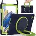 Für Samsung Galaxy Tab A8 2021 X205 X200 aufstellbare Outdoor Hybrid Blau 360 Grad mit Trage Gurt Tablet Tasche Etuis Cover Case Schutz Robust Neu