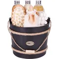BRUBAKER Geschenkset Cosmetics Badeset Mango-Peach, Bade- & Dusch-Set im Holzkübel, Mango & Pfirsich, 8-teilig