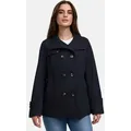 Cabanjacke MANISA, Damen, Gr. 38, blau (marine), Obermaterial: 50% Polyester, 41% Baumwolle, 9% Polyamid. Futter: 55% Polyester, 45% Viskose, unifarben, casual, regular fit hüftbedeckend, ohne Ausschnitt, Langarm mit Riegel 2-Knopf-Manschette, Jacken, mit Stehkragen