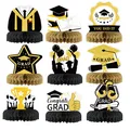 9 Stück Abschluss Deko 2024 Graduation Deko Bienenwaben Schwarz Gold Abitur W...