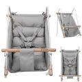 Kinderschaukel Tulano Hop 40 | Schaukel Babywippe Babyliegesitz 3in1 | 5-Punkt-Gurt | Tragfähigkeit bis 60kg | 6-36 Monaten | aus Holz | Grau Weiß - Grau/Weiß