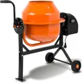 EBERTH 65L Betonmischer Elektrisch Mobil, 220W Motor, Gestell, Trommel und Zahnkranz aus Stahl, feststellbares Handrad, breite Fußplatte