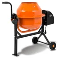 EBERTH 65L Betonmischer Elektrisch Mobil, 220W Motor, Gestell, Trommel und Zahnkranz aus Stahl, feststellbares Handrad, breite Fußplatte, Profi Zementmischer, Trommel schwenkbar, Einfache Bedienung