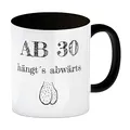 speecheese Ab 30 hängt´s abwärts Kaffeebecher Schwarz Besonders geeignet für Männer zum runden Geburtstag und für Kaffeeliebhaber. Aber natürlich auch zu allen anderen Gelegenheiten wenn der