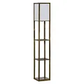HOMCOM Stehlampe mit Regalen, Wohnzimmer Stehleuchte mit E27 Fassung bis 40W, Nachttischlampe mit Lampenschirm, Standlampe für Schlafzimmer, Arbeitszimmer, Büro, Rustikales Braun