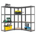 Juskys 3er Metall Regalsystem Easy, 1 Eckregal & 2 Schwerlastregale, 12 MDF Holz Böden, 960kg Grau