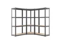 Juskys 3er Metall Regalsystem Easy, 1 Eckregal & 2 Schwerlastregale, 12 MDF Holz Böden, 960kg Grau