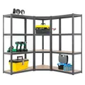 Juskys 3er Metall Regalsystem Easy - 1 Eckregal & 2 Lagerregale - 12 Böden aus MDF Holz - 960 kg - Schwerlastregal Steckregal Grau