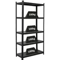PROREGAL All Black Series Schwerlastregal Ragnar für Gesamtlast 500  kg HxBxT 180 x 90 x 40 cm Matt Schwarz Kellerregal Steckregal Garagenregal