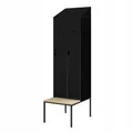 Jan Nowak Spind Metall mit Sitzbank Doppelspind abschließbar Sozialraumschrank Spindschrank Schließfachschrank Umkleideschrank mit 2 Abteilen für Betrieb Schule Fitness 229,5 x 85 x 60 cm